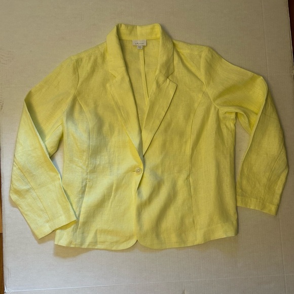 J.Jill Love Linen women's single button Yellow blazer Jacket Sz-PL.  S13 - Picture 9 of 13